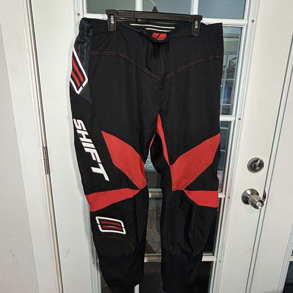 Shift MX Motocross Race Pants Size 38 Black Red Moto Dirt Bike Riding Gear